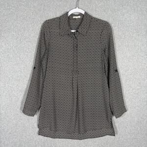 Pleione Top Womens Small Black‎ Tunic Flowy Thin Long Equestrian Nautical Career